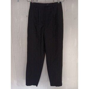 Vtg Dress Pants Pendleton Womens 6 Black Pinstripe 98% Virgin Wool Trouser Lined